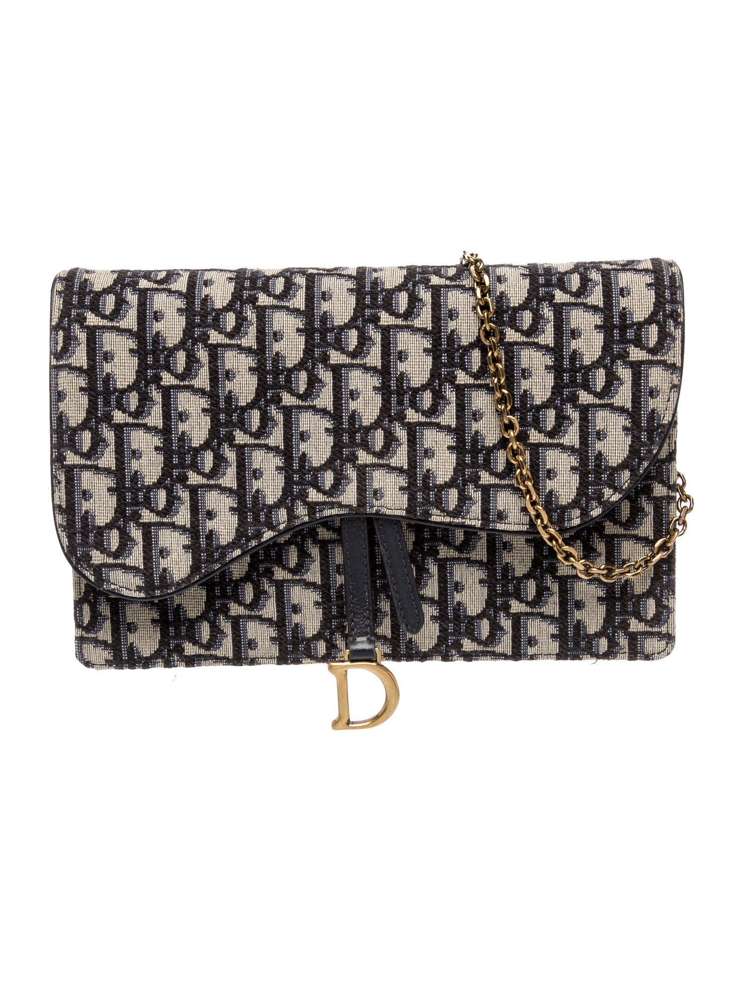 Christian Dior Oblique Jacquard Wallet on Chain