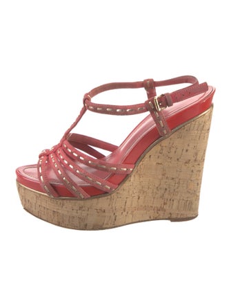 Christian Dior Suede Whipstitch Trim T-Strap Sandals