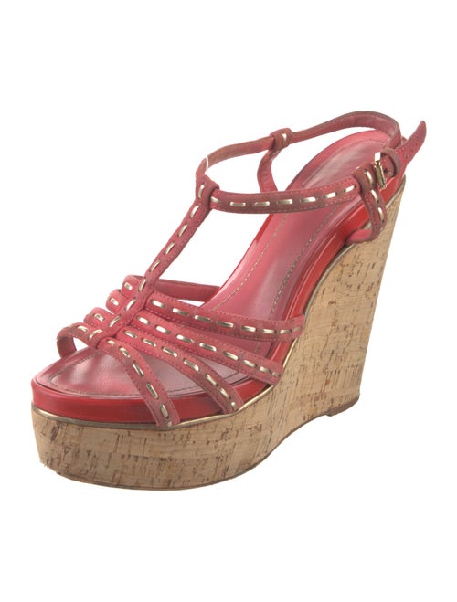 Christian Dior Suede Whipstitch Trim T-Strap Sandals