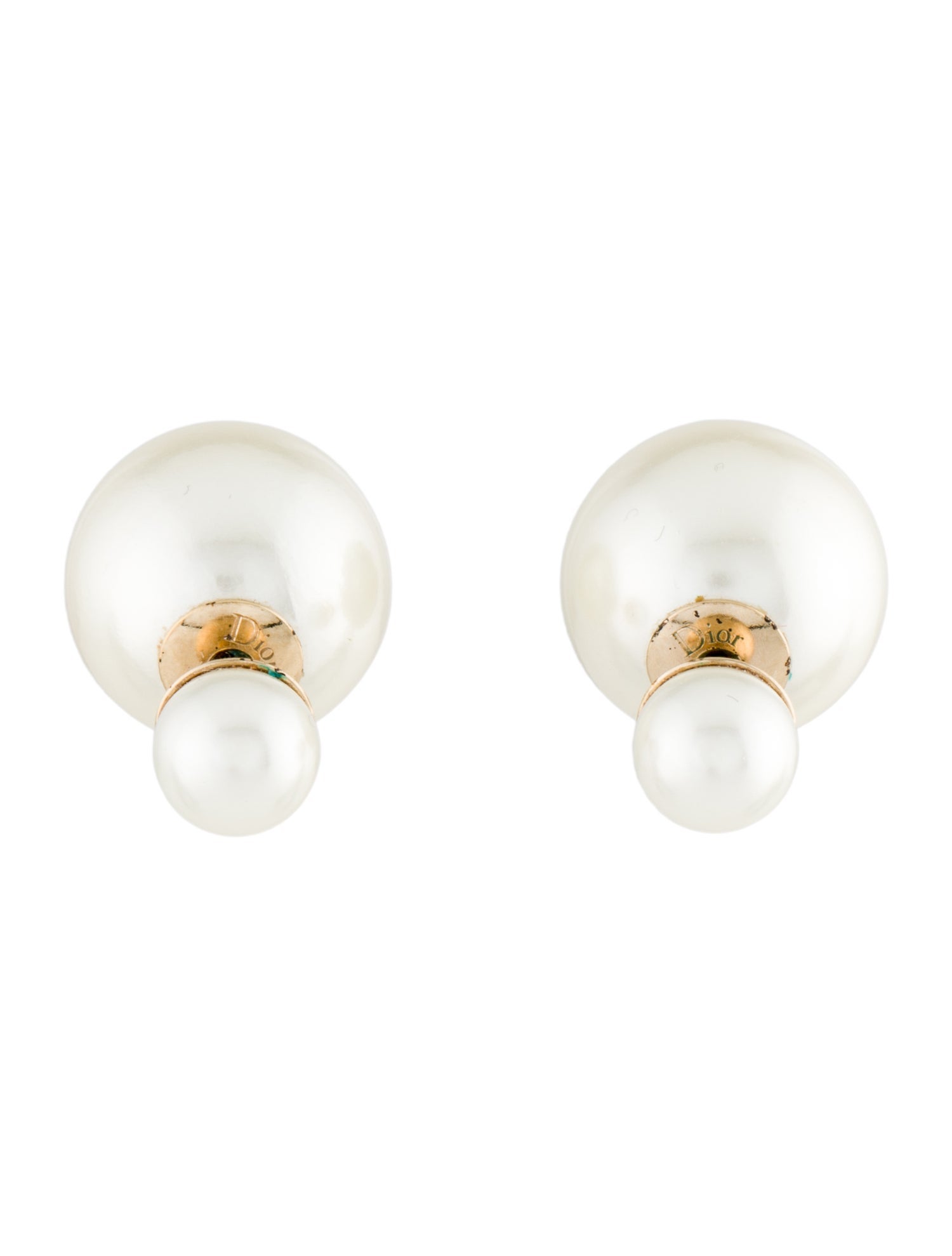 Christian Dior Faux Pearl Tribales Stud Earrings