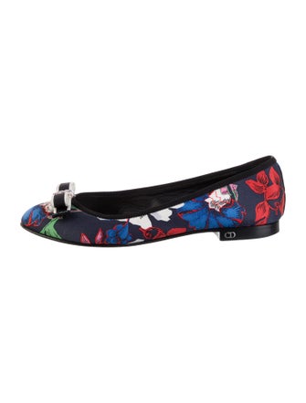 Christian Dior Printed Bow Accents Ballet Flats