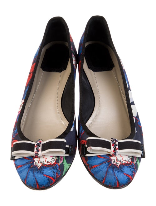 Christian Dior Printed Bow Accents Ballet Flats