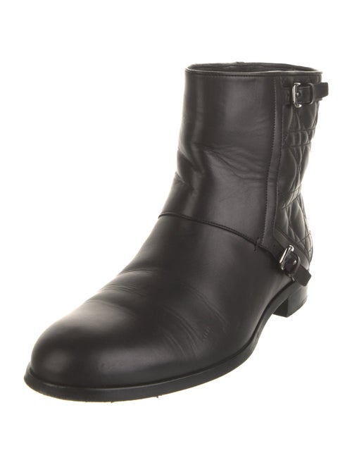 Christian Dior Cannage Pattern Leather Moto Boots