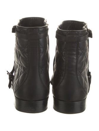 Christian Dior Cannage Pattern Leather Moto Boots