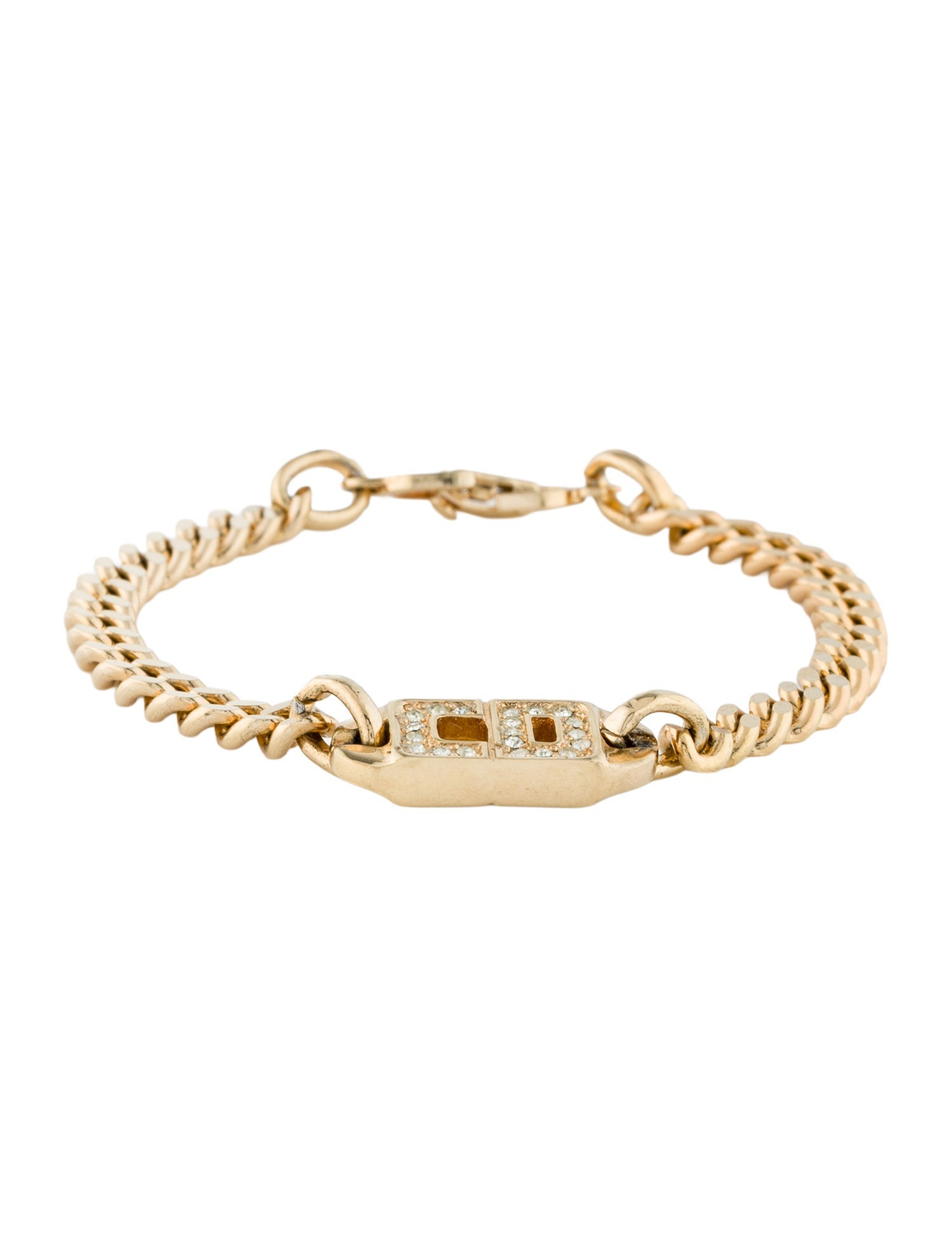 Christian Dior Vintage Crystal CD Link Bracelet