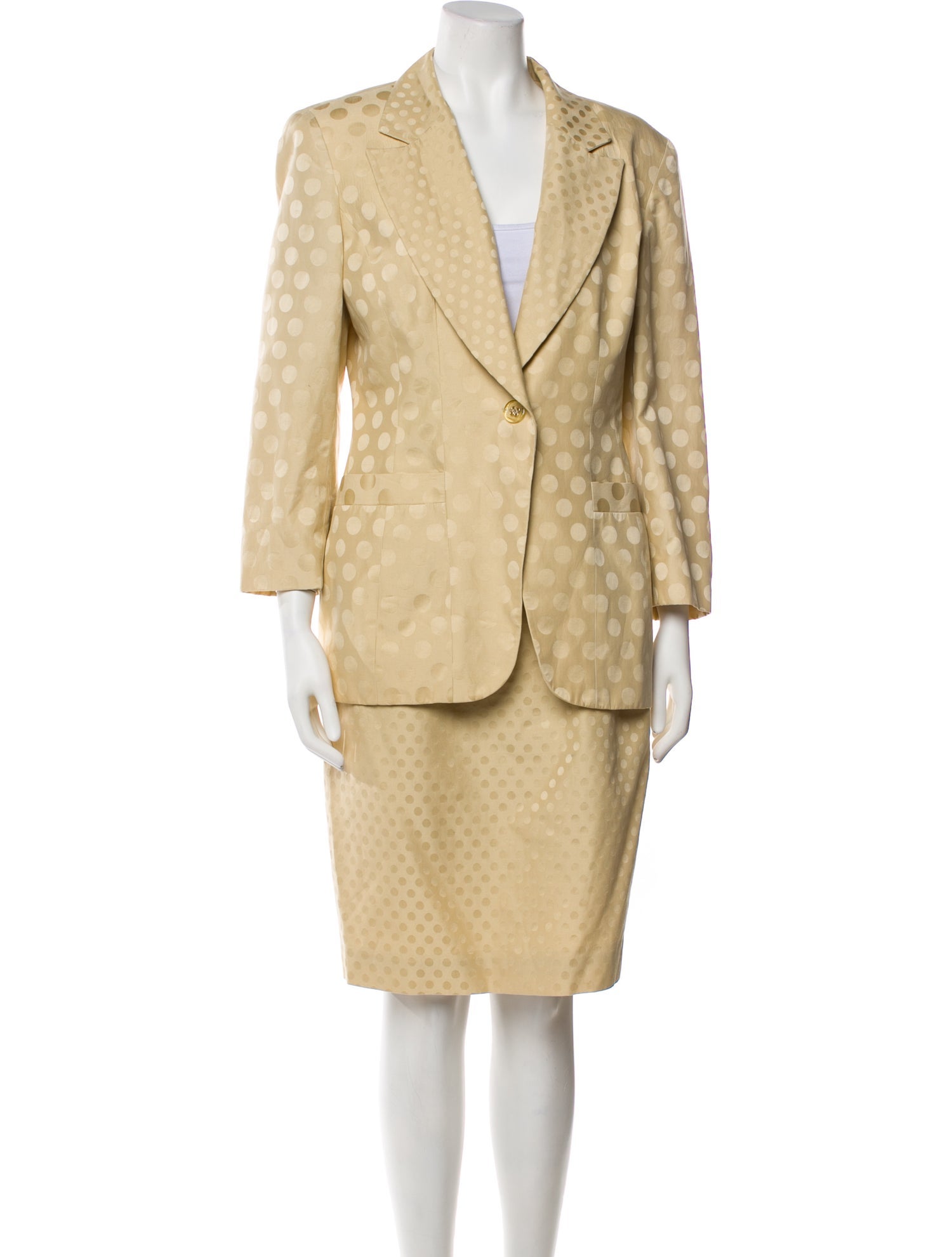 Christian Dior Polka Dot Print Skirt Suit