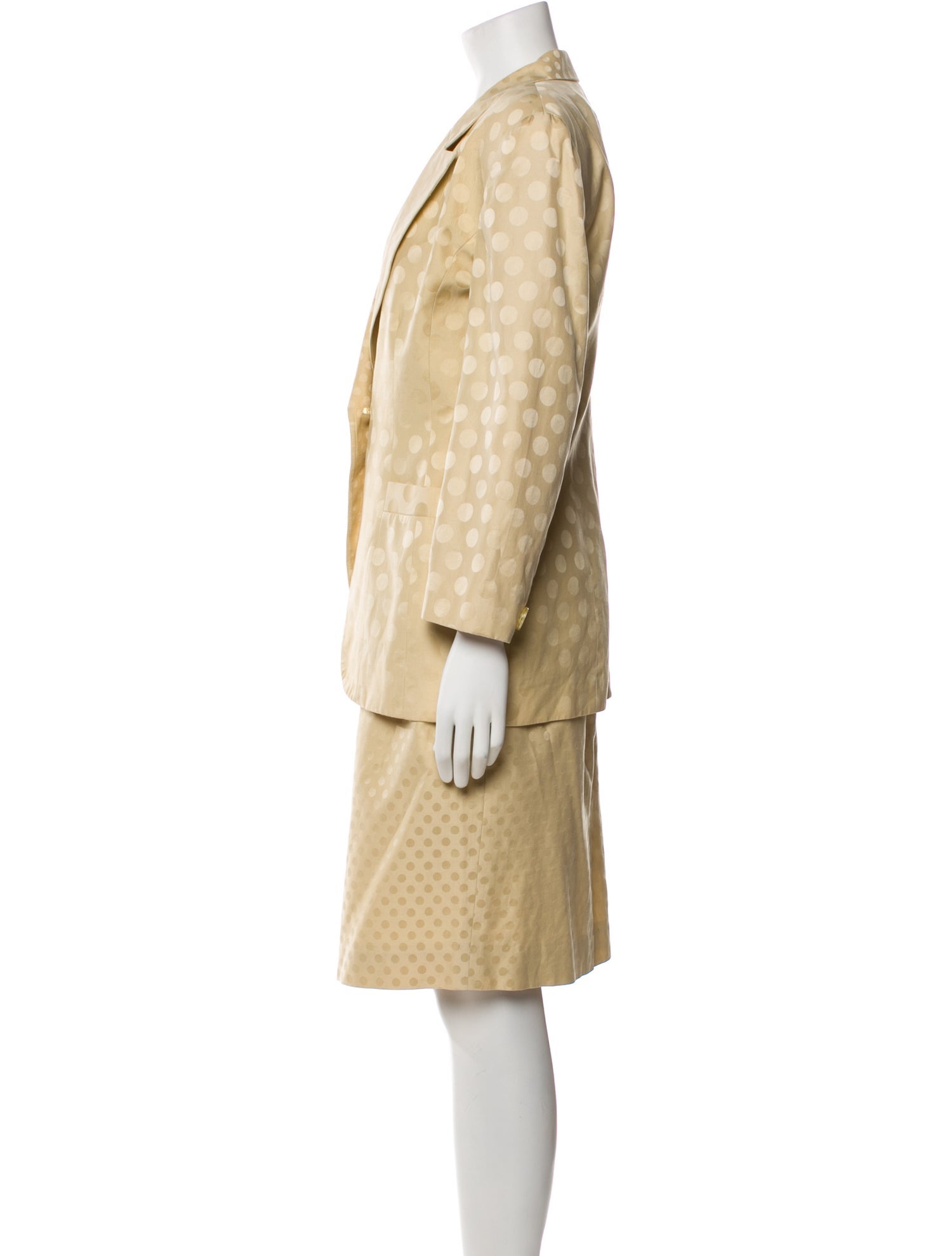 Christian Dior Polka Dot Print Skirt Suit