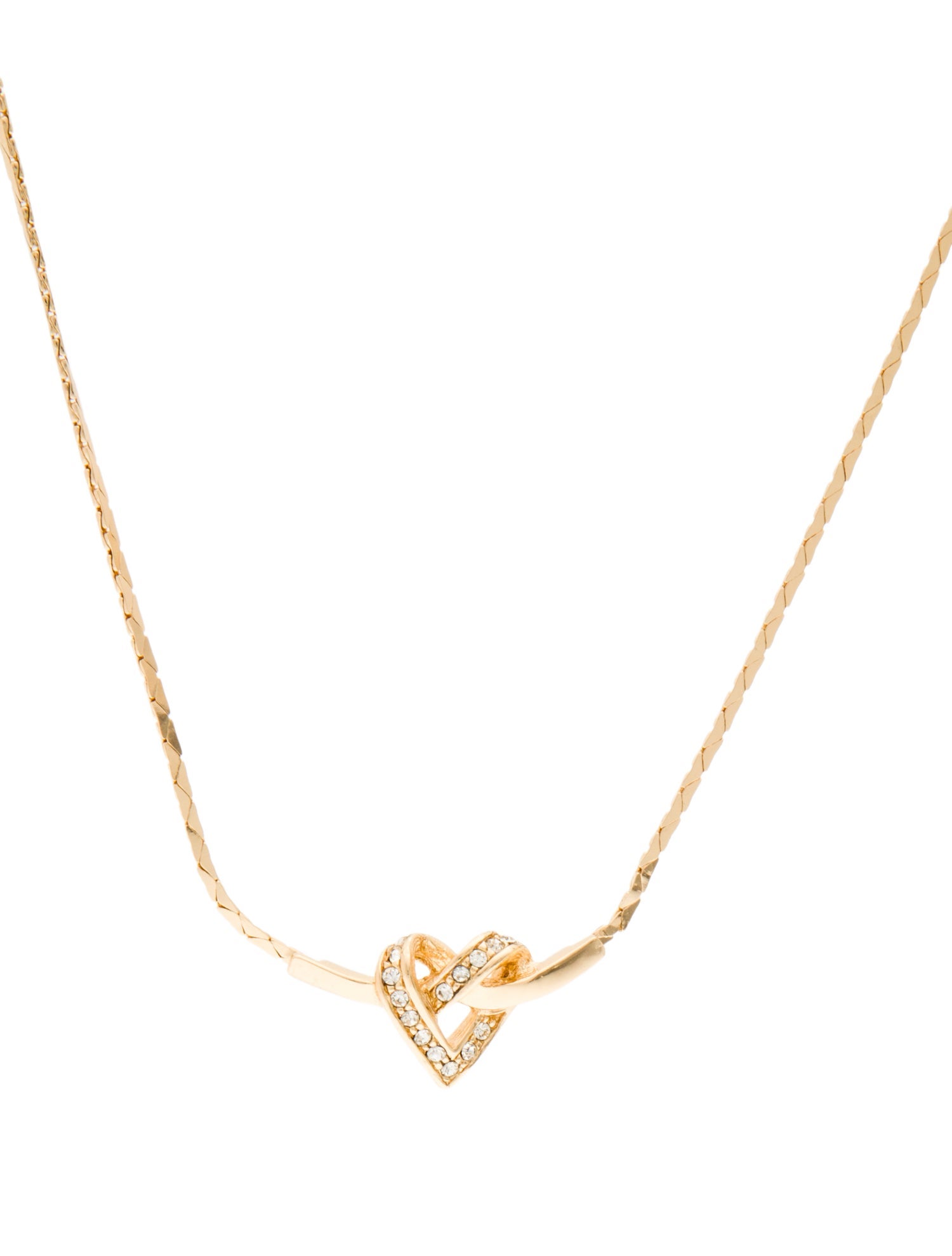 Christian Dior Vintage Crystal Heart Pendant Necklace