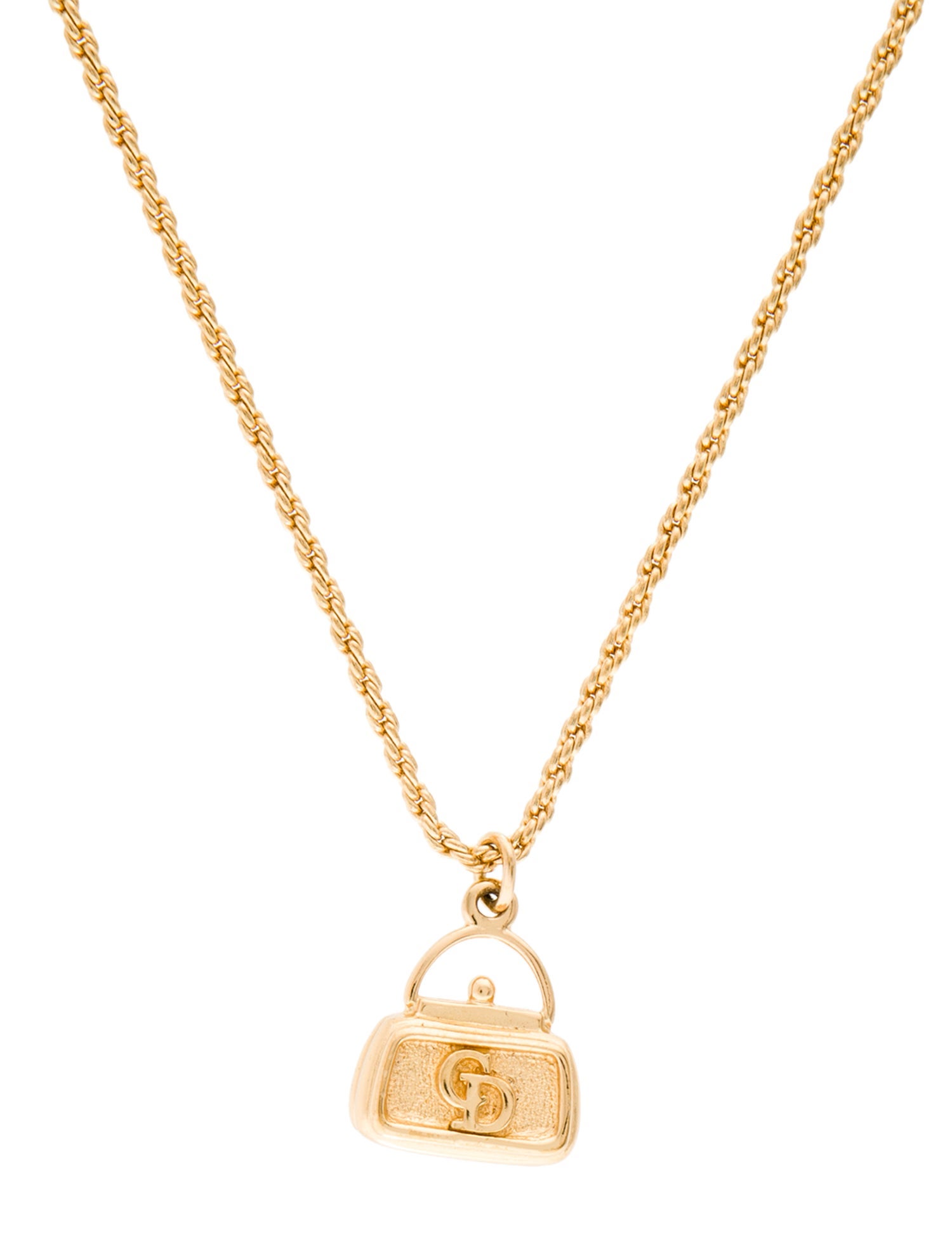 Christian Dior Vintage CD Purse Pendant Necklace