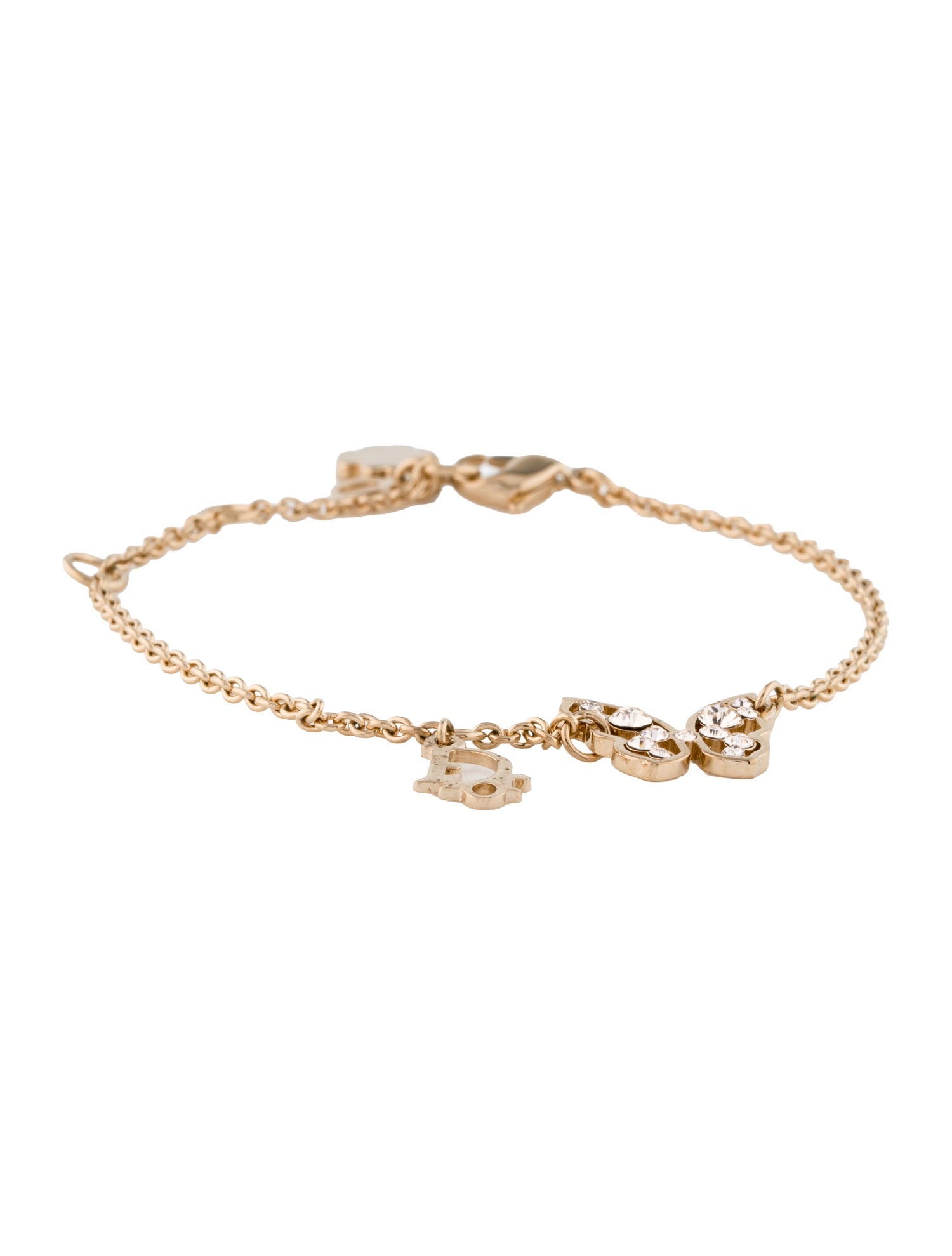 Christian Dior Crystal Butterfly Charm Bracelet