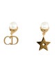 Christian Dior Resin Faux Pearl CD & Star Tribales Stud Earrings