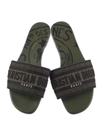 Christian Dior Printed Embroidered Accent Slides