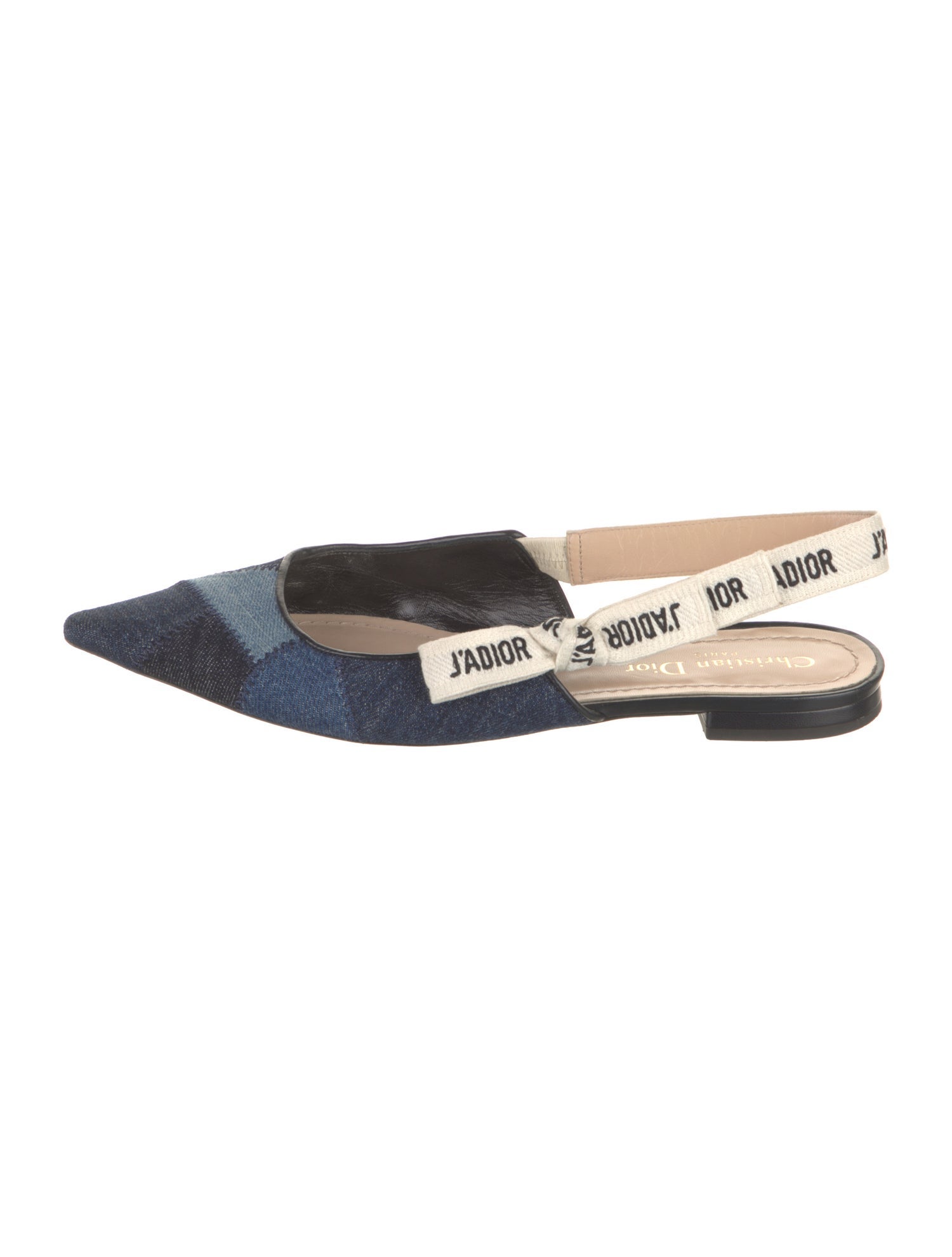 Christian Dior Denim Colorblock Pattern Slingback Flats