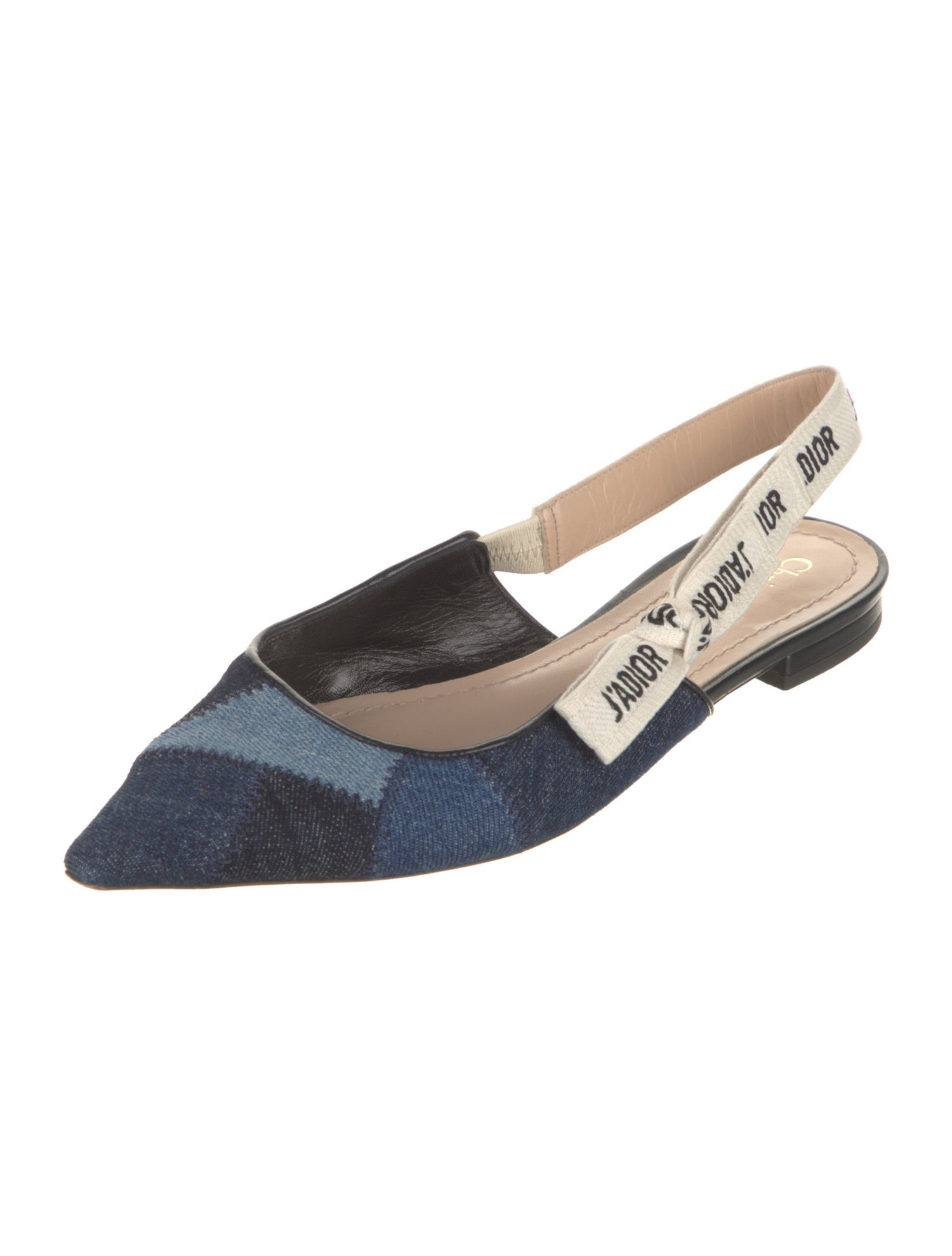 Christian Dior Denim Colorblock Pattern Slingback Flats