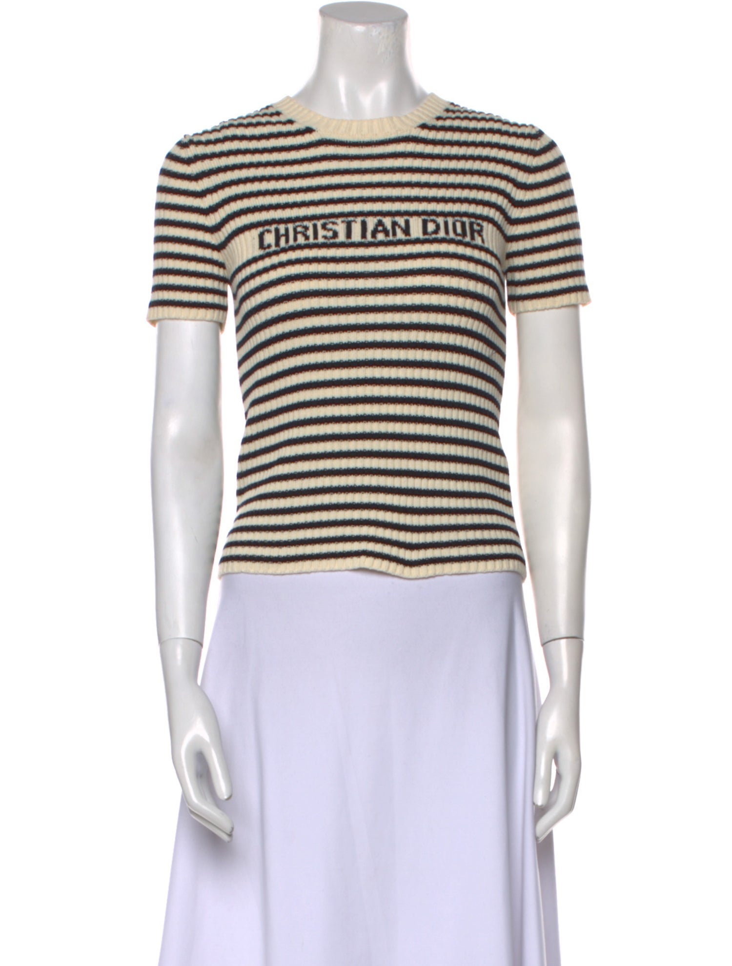 Christian Dior Striped Crew Neck Sweater
