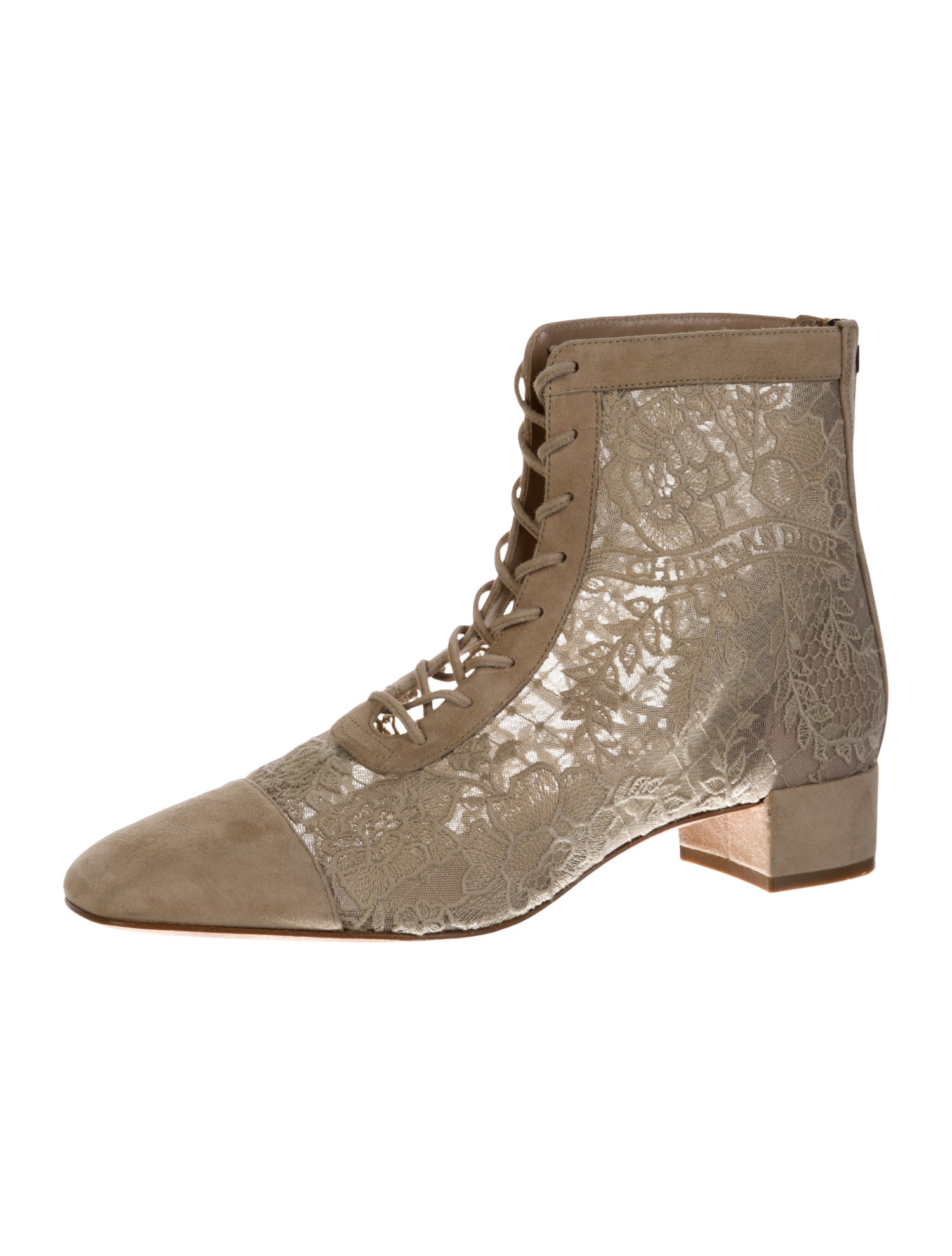 Christian Dior Suede Lace Pattern Boots