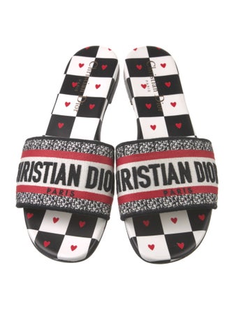Christian Dior Printed Embroidered Accent Slides