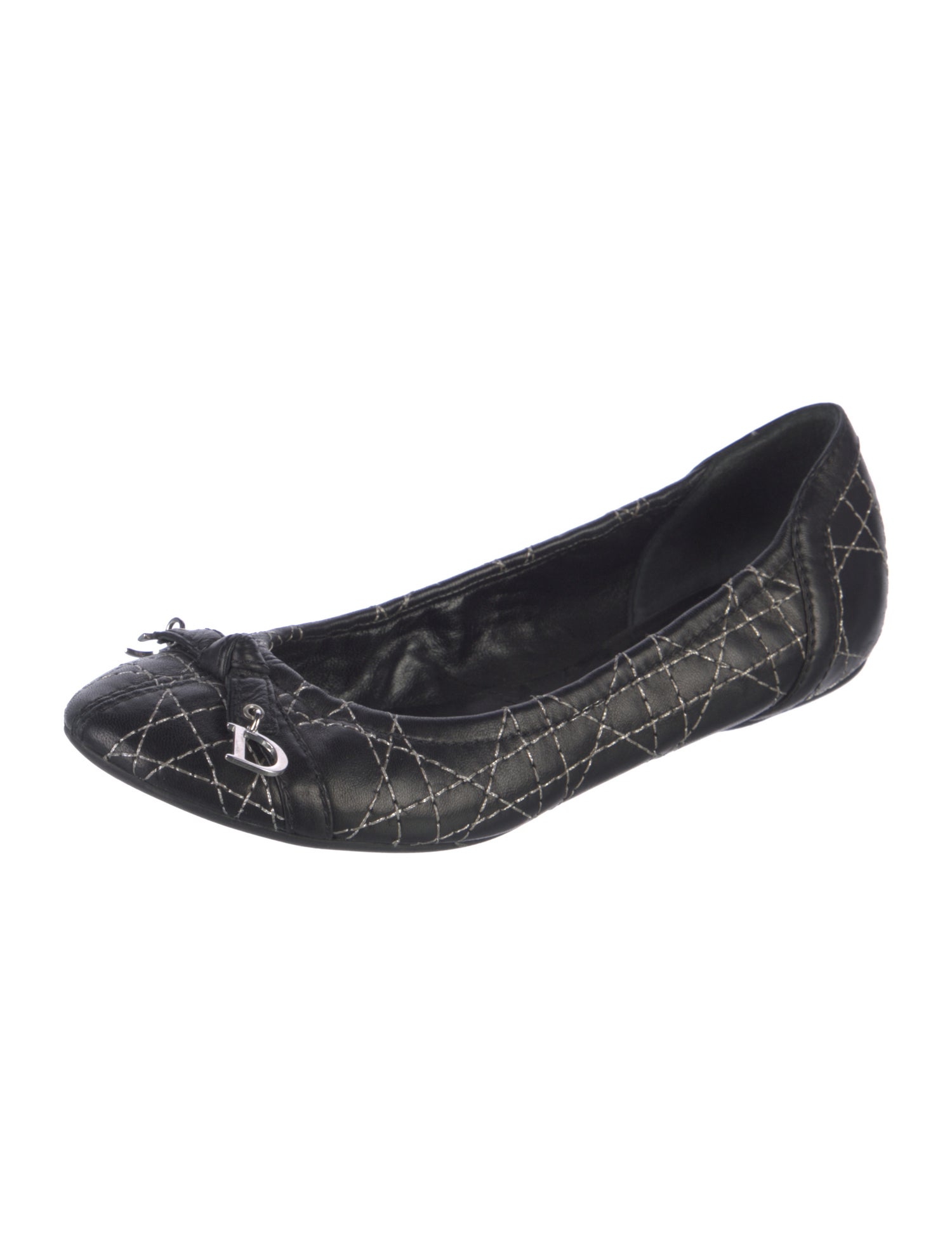 Christian Dior Cannage Pattern Leather Ballet Flats