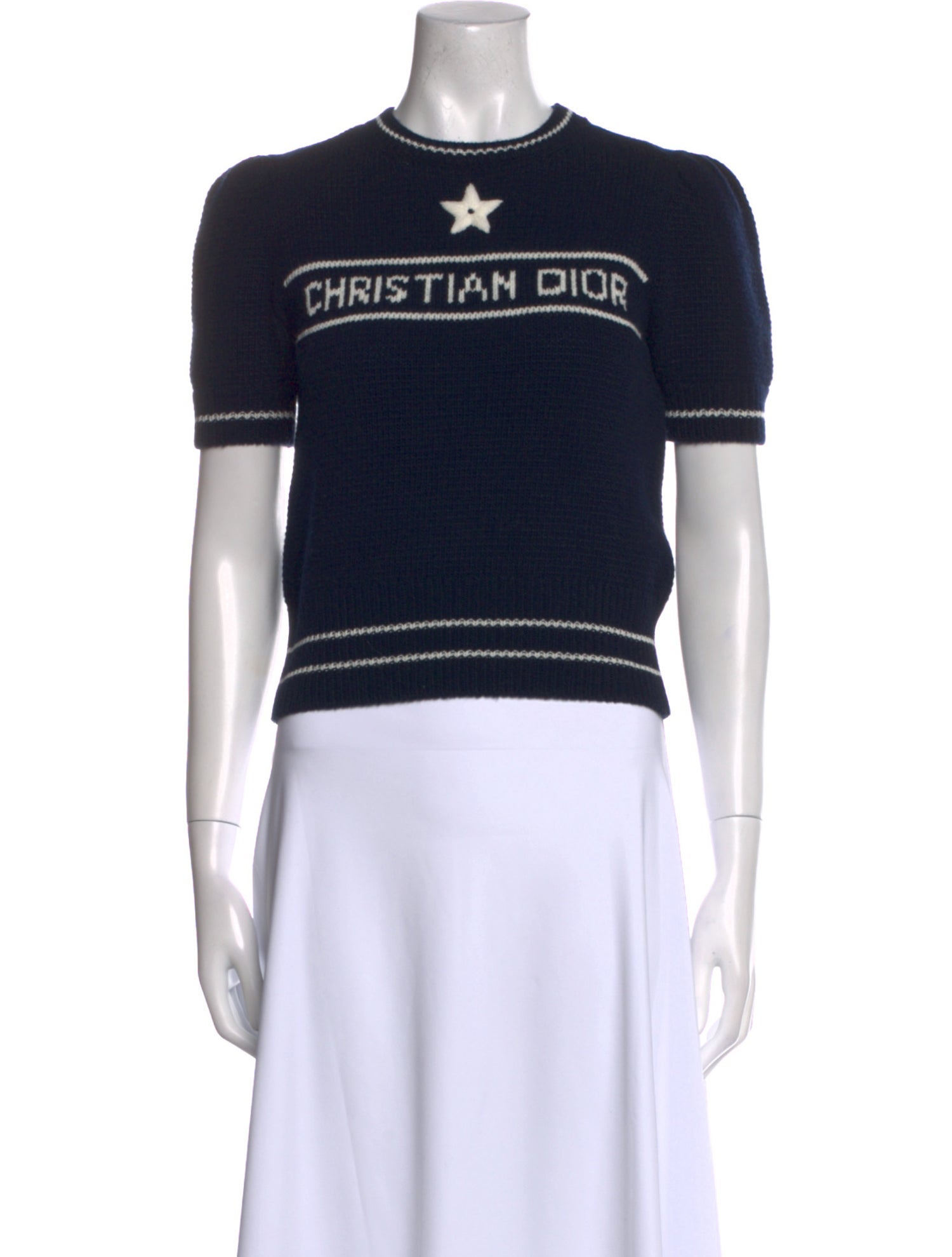 Christian Dior Wool Graphic Print Crop Top