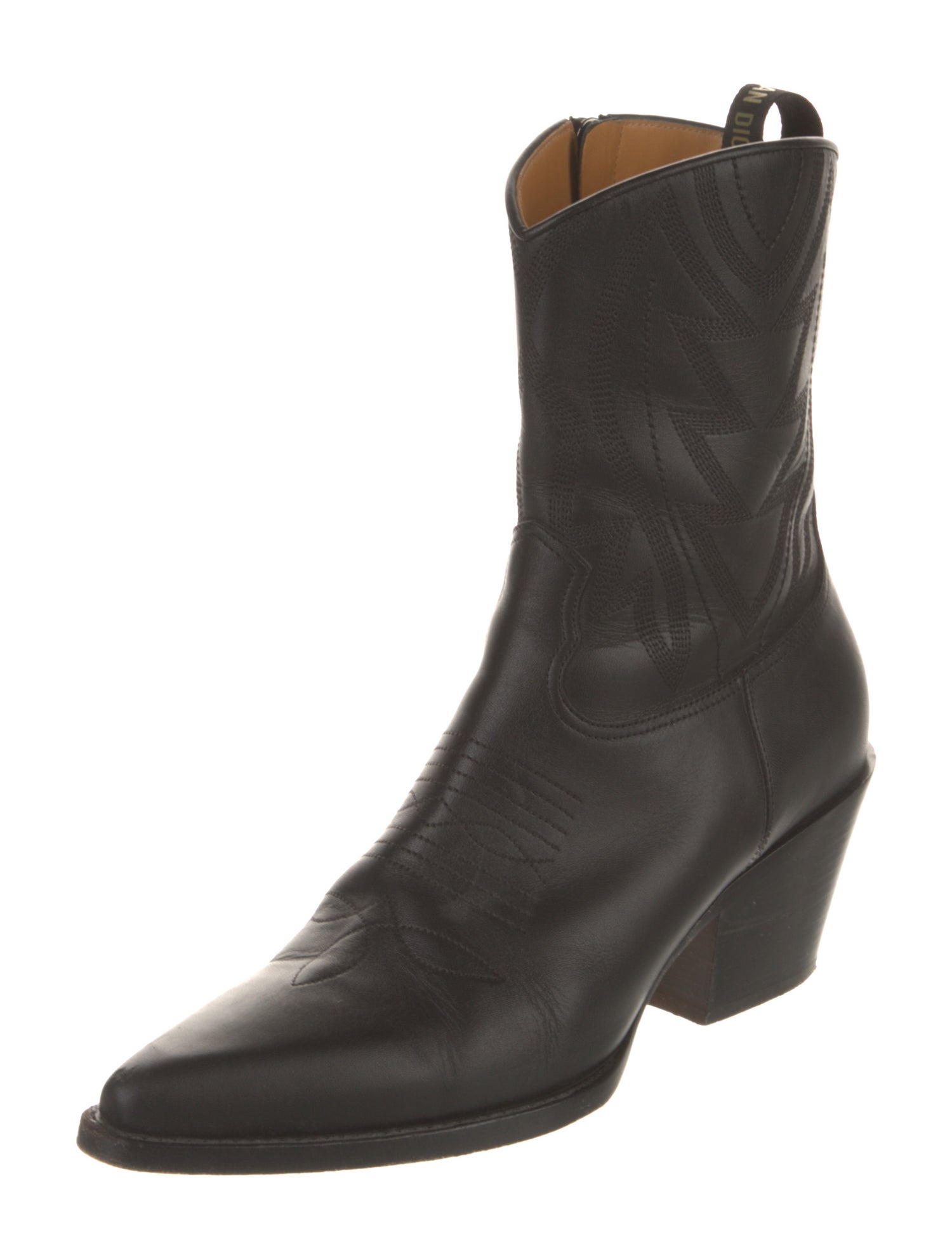 Christian Dior Leather Embroidered Accent Western Boots