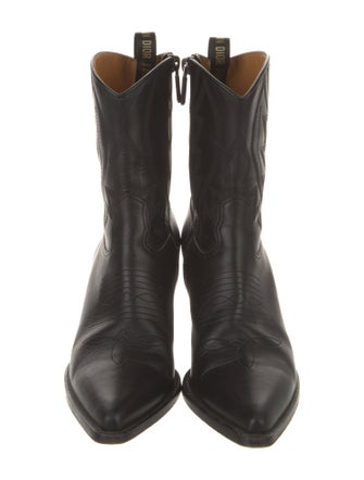 Christian Dior Leather Embroidered Accent Western Boots