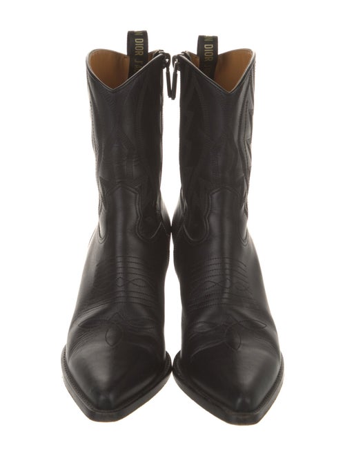 Christian Dior Leather Embroidered Accent Western Boots