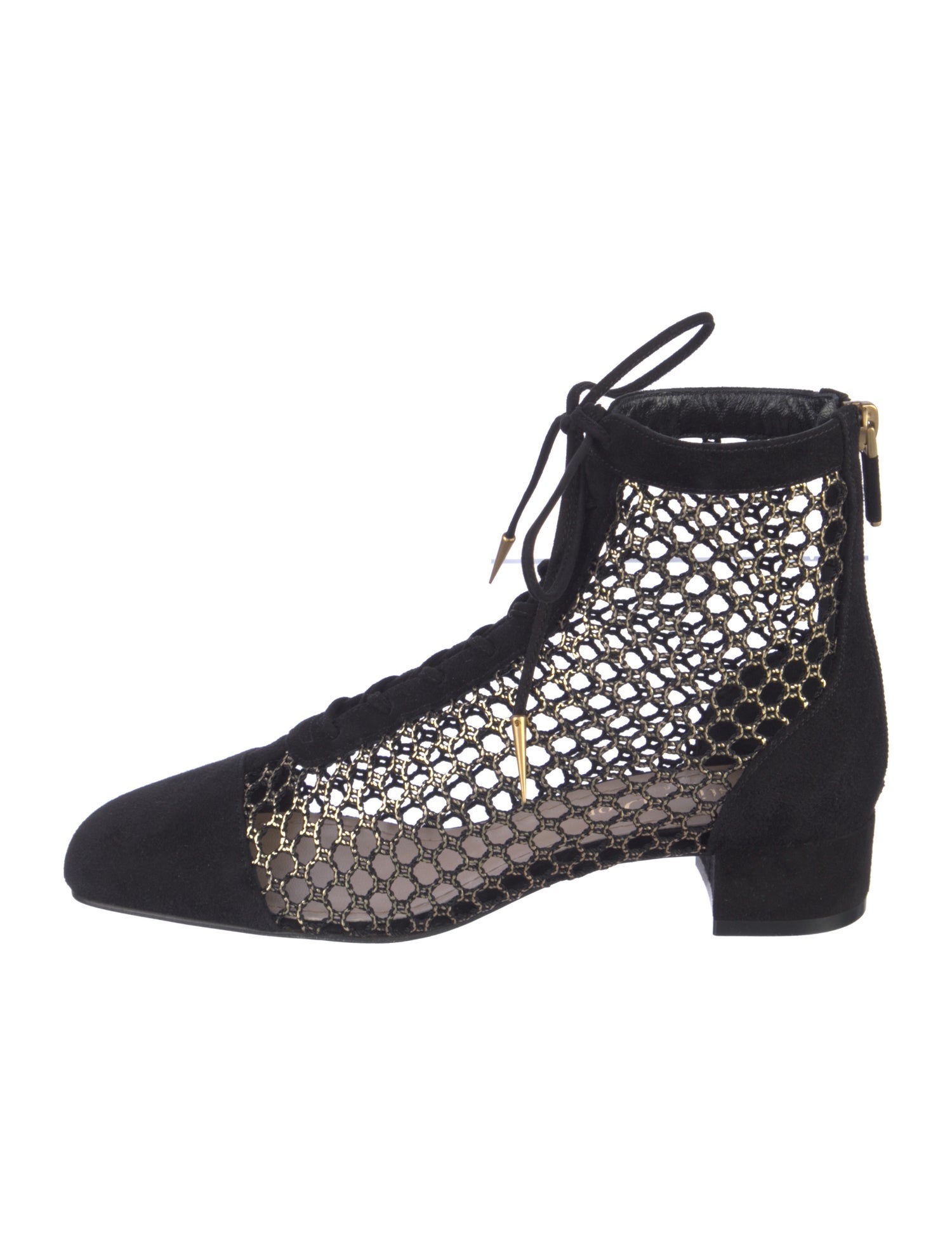 Christian Dior Suede Cutout Accent Lace-Up Boots