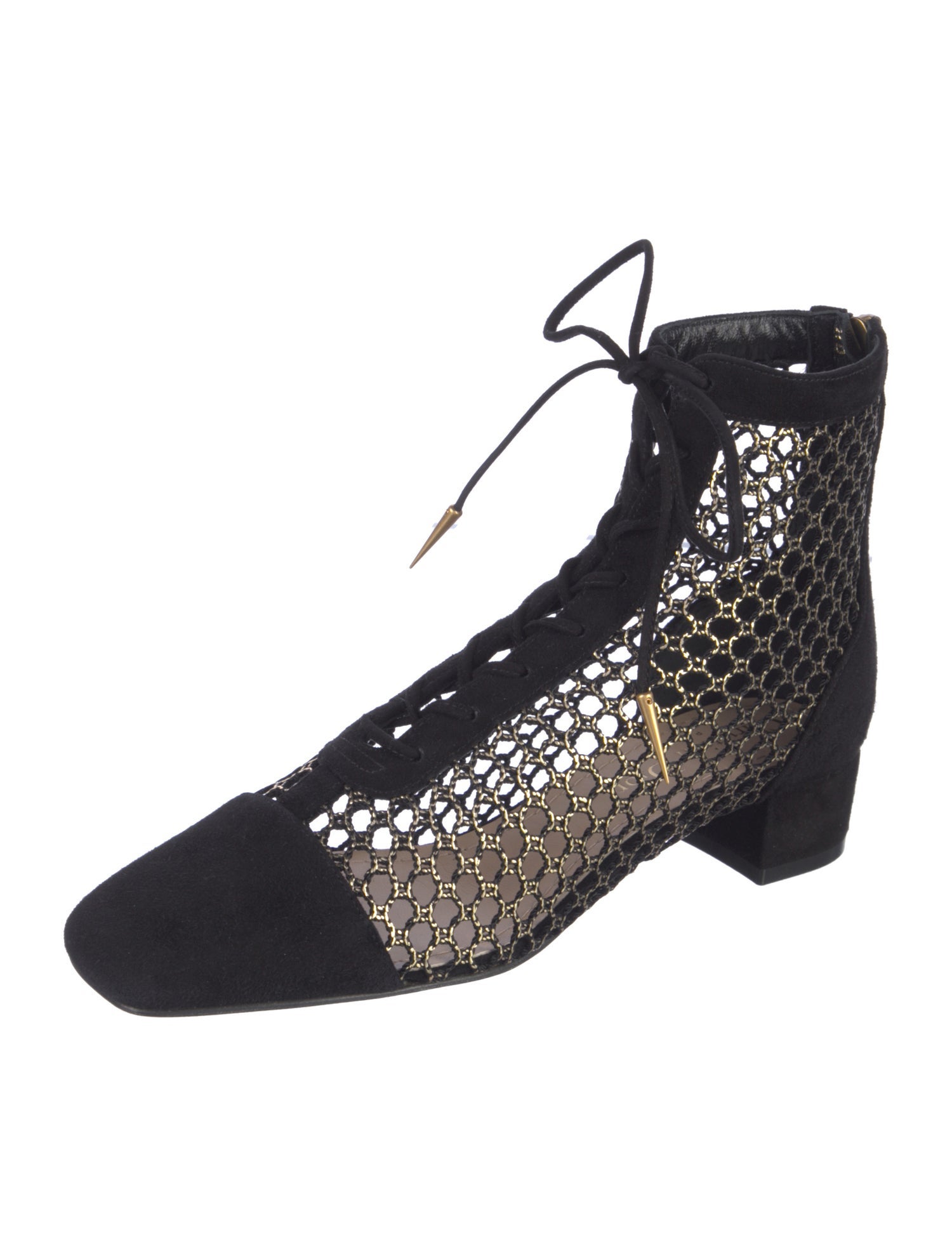 Christian Dior Suede Cutout Accent Lace-Up Boots