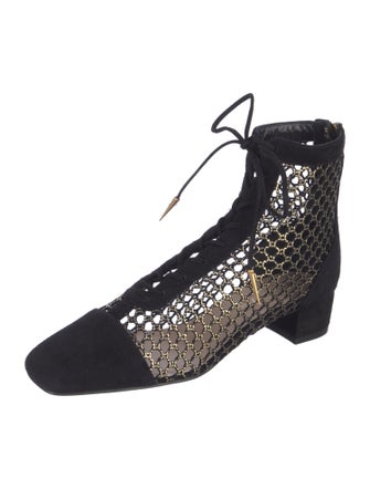 Christian Dior Suede Cutout Accent Lace-Up Boots