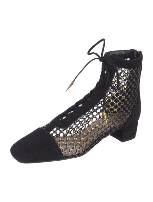 Christian Dior Suede Cutout Accent Lace-Up Boots