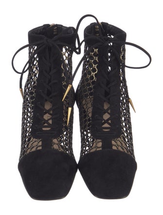 Christian Dior Suede Cutout Accent Lace-Up Boots