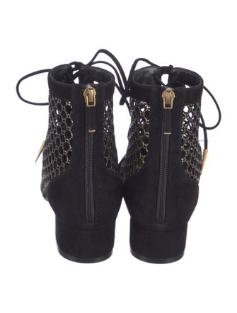Christian Dior Suede Cutout Accent Lace-Up Boots