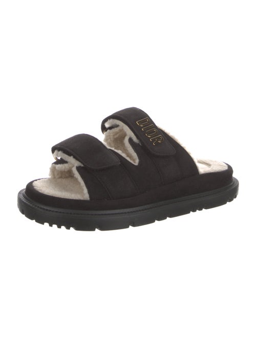 Christian Dior Suede Fur Trim Slides