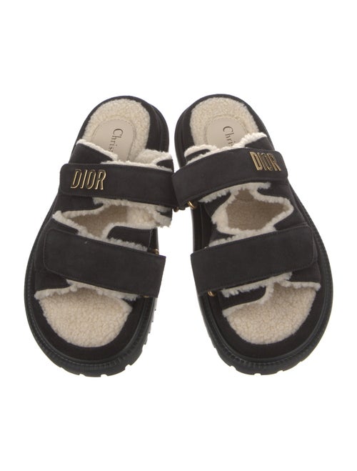 Christian Dior Suede Fur Trim Slides