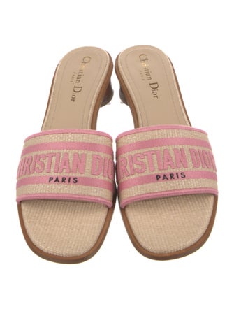 Christian Dior Raffia Graphic Print Slides