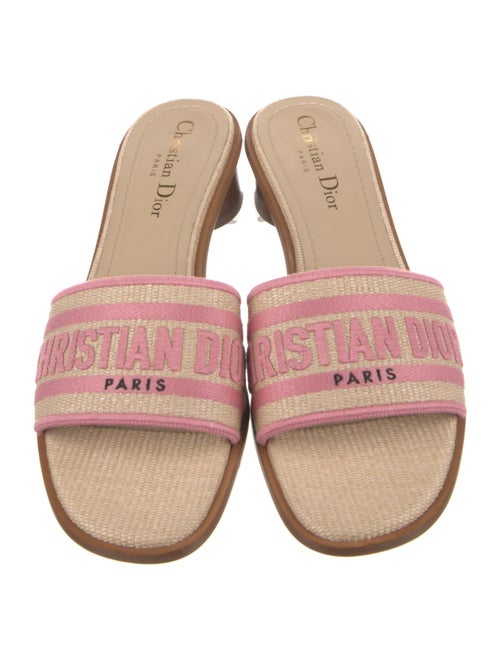 Christian Dior Raffia Graphic Print Slides