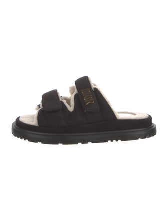 Christian Dior Suede Fur Trim Slides