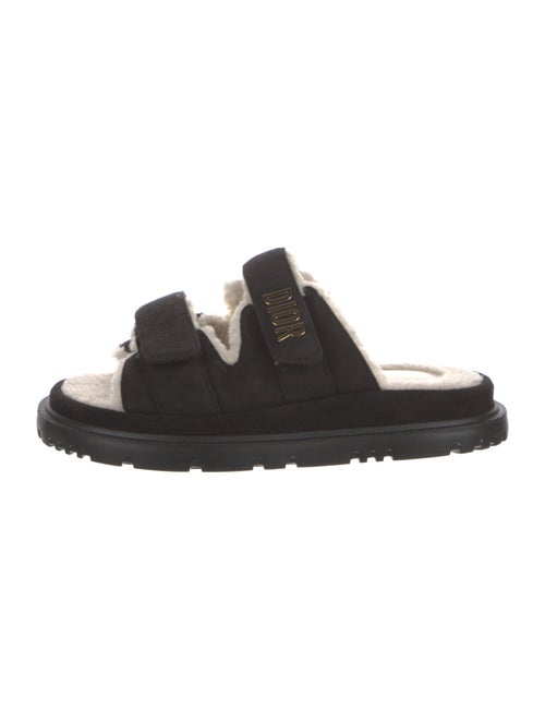 Christian Dior Suede Fur Trim Slides