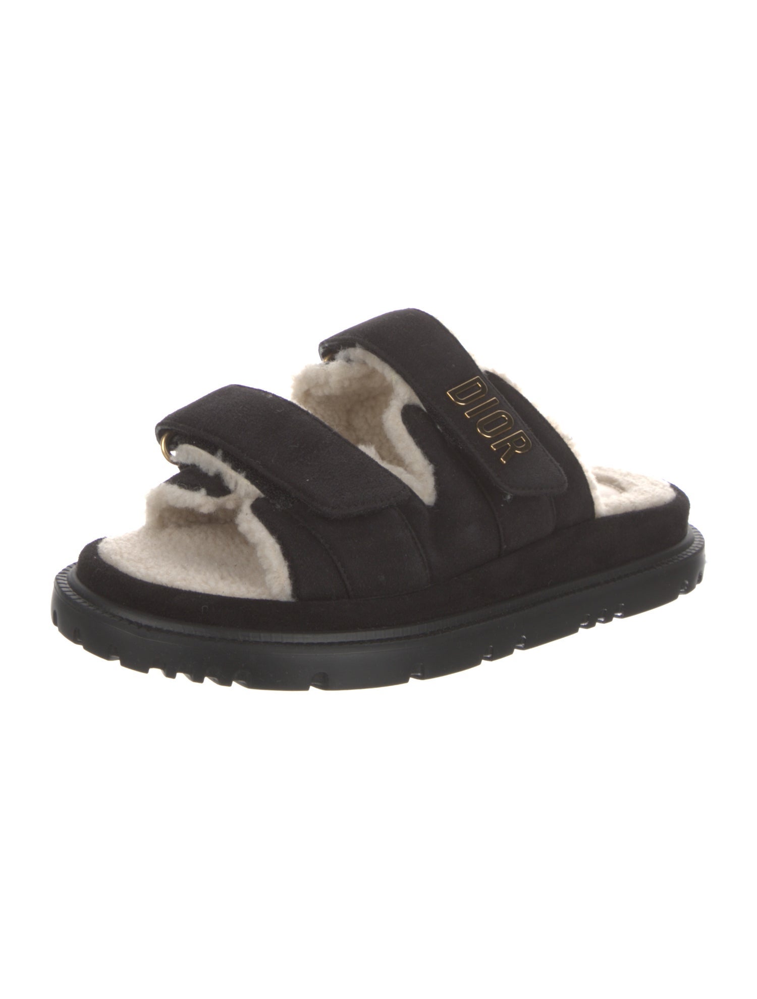 Christian Dior Suede Fur Trim Slides