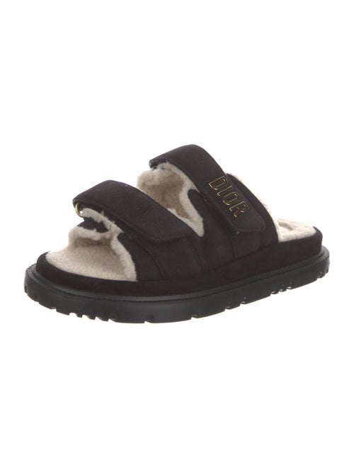 Christian Dior Suede Fur Trim Slides
