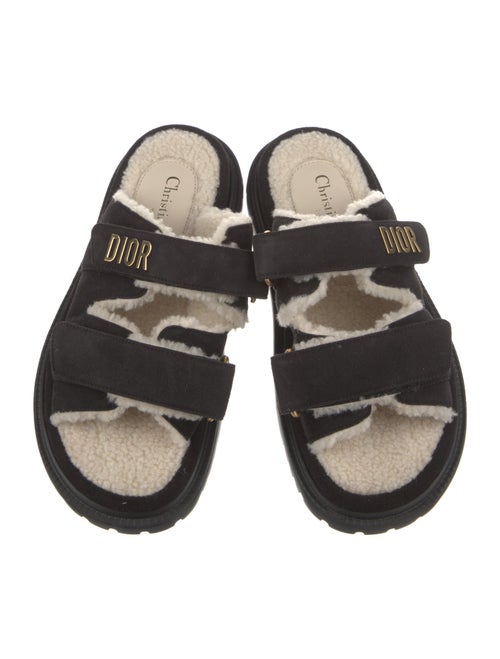 Christian Dior Suede Fur Trim Slides