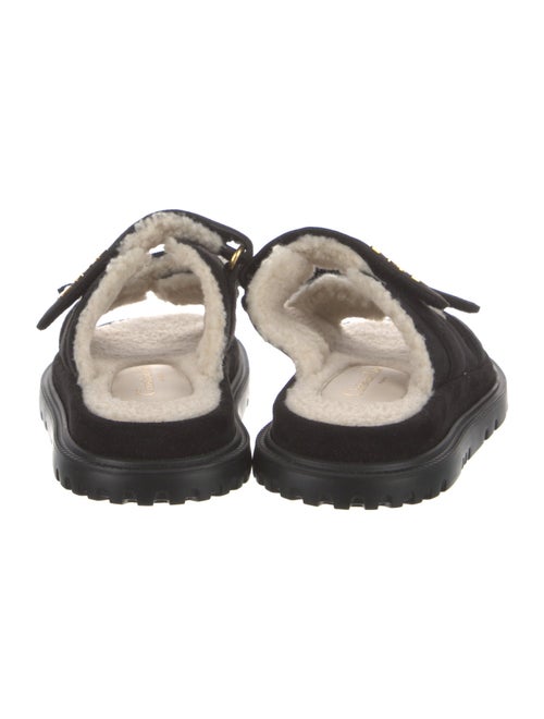 Christian Dior Suede Fur Trim Slides