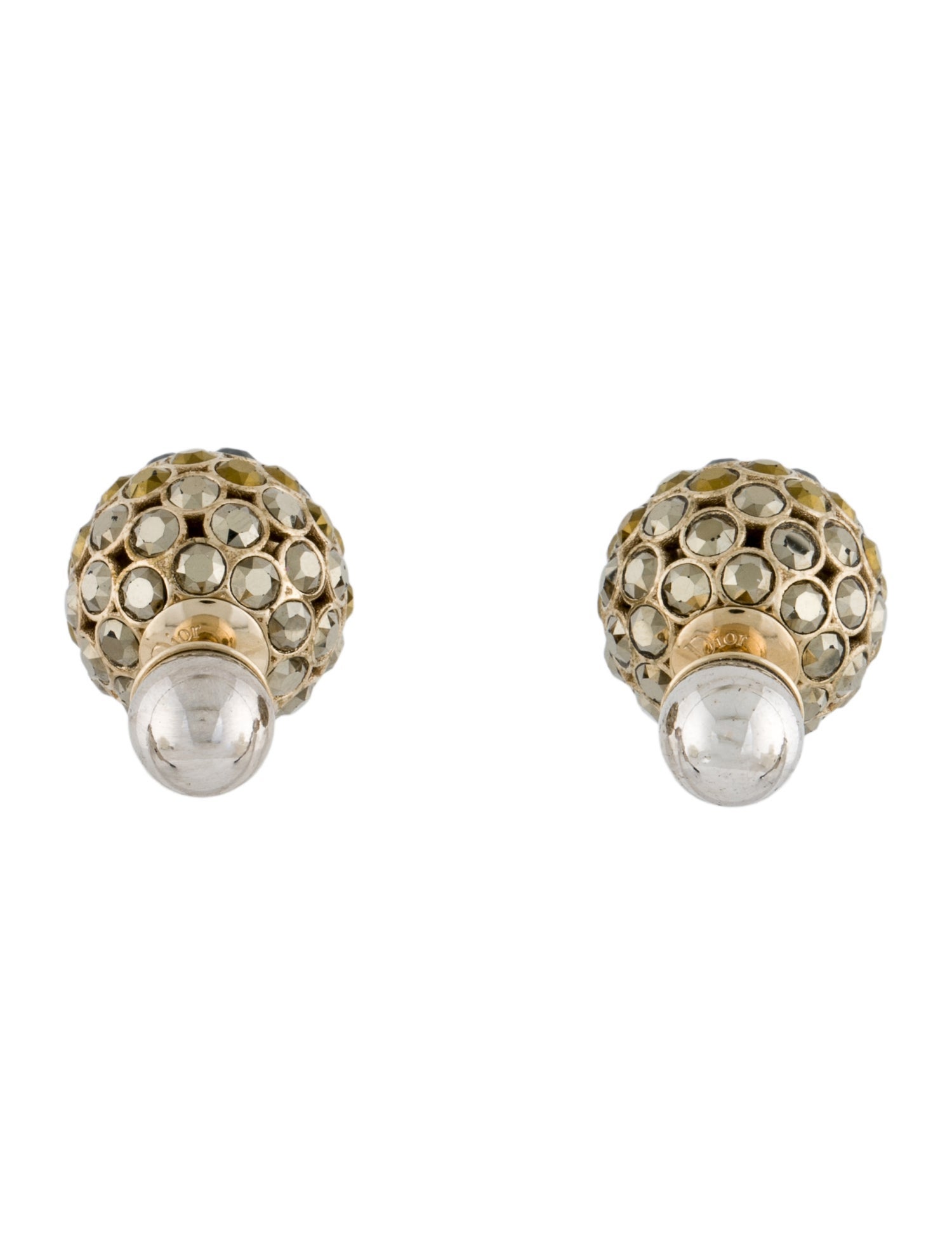 Christian Dior Two-Tone Crystal Tribales Stud Earrings
