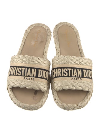 Christian Dior Straw Graphic Print Espadrilles