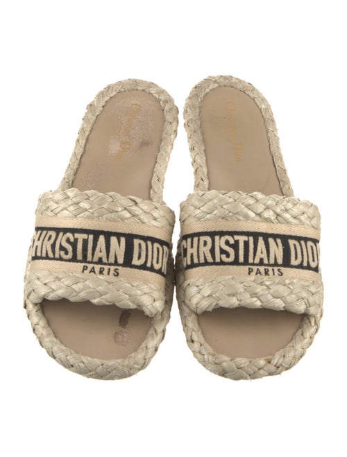 Christian Dior Straw Graphic Print Espadrilles