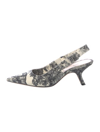 Christian Dior Printed Bow Accents Slingback Pumps