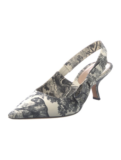 Christian Dior Printed Bow Accents Slingback Pumps