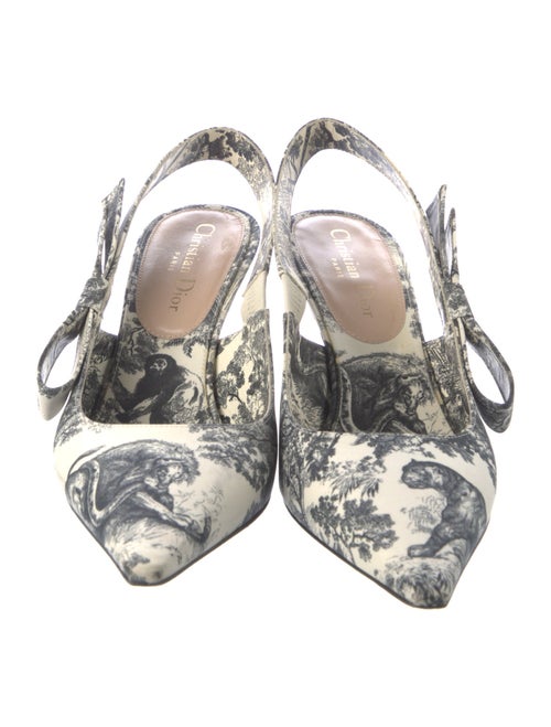 Christian Dior Printed Bow Accents Slingback Pumps