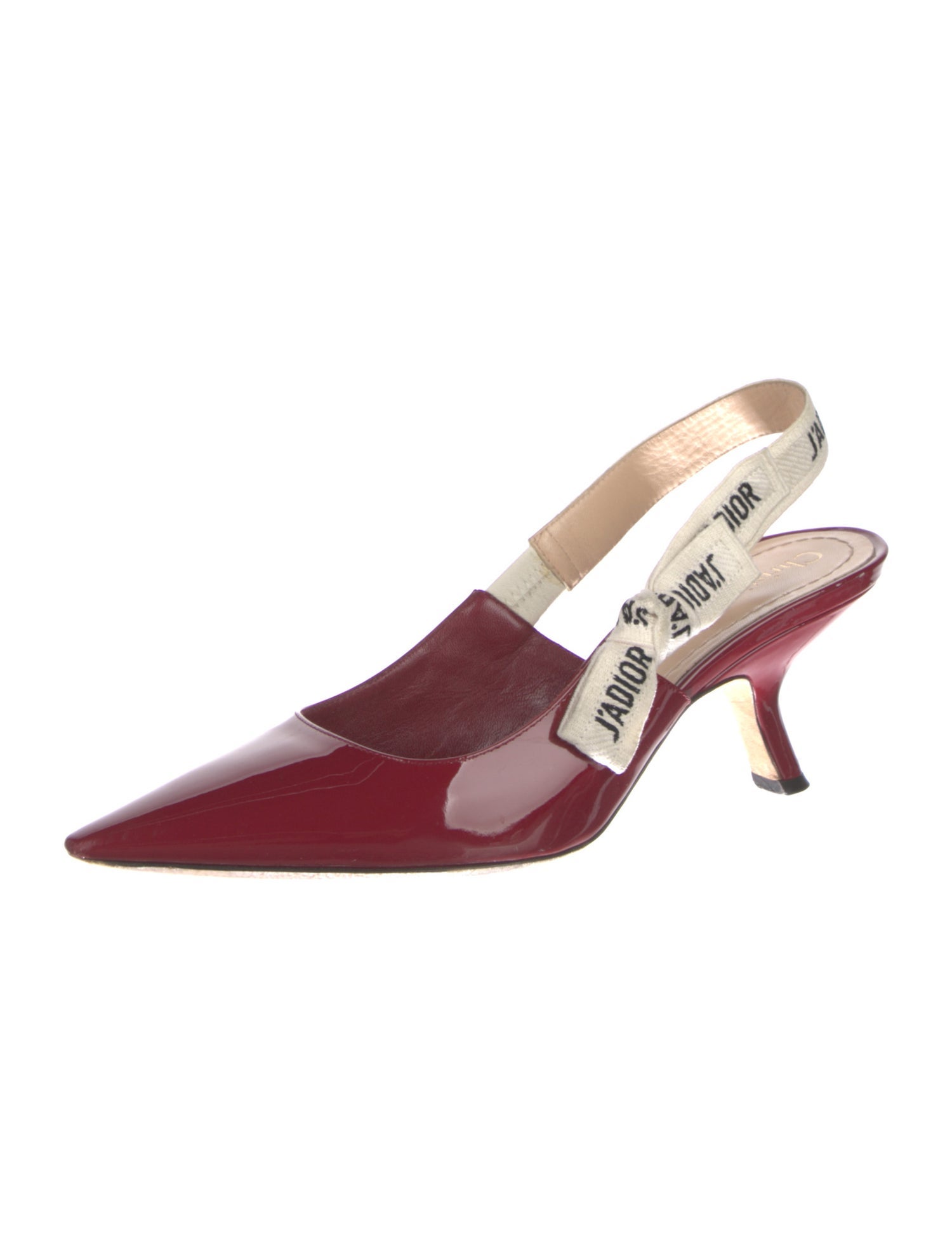 Christian Dior Patent Leather Graphic Print Slingback Pumps