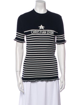 Christian Dior Striped Crew Neck Sweater